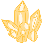 Hand-drawn golden crystal cluster icon, spiritual and healing symbol