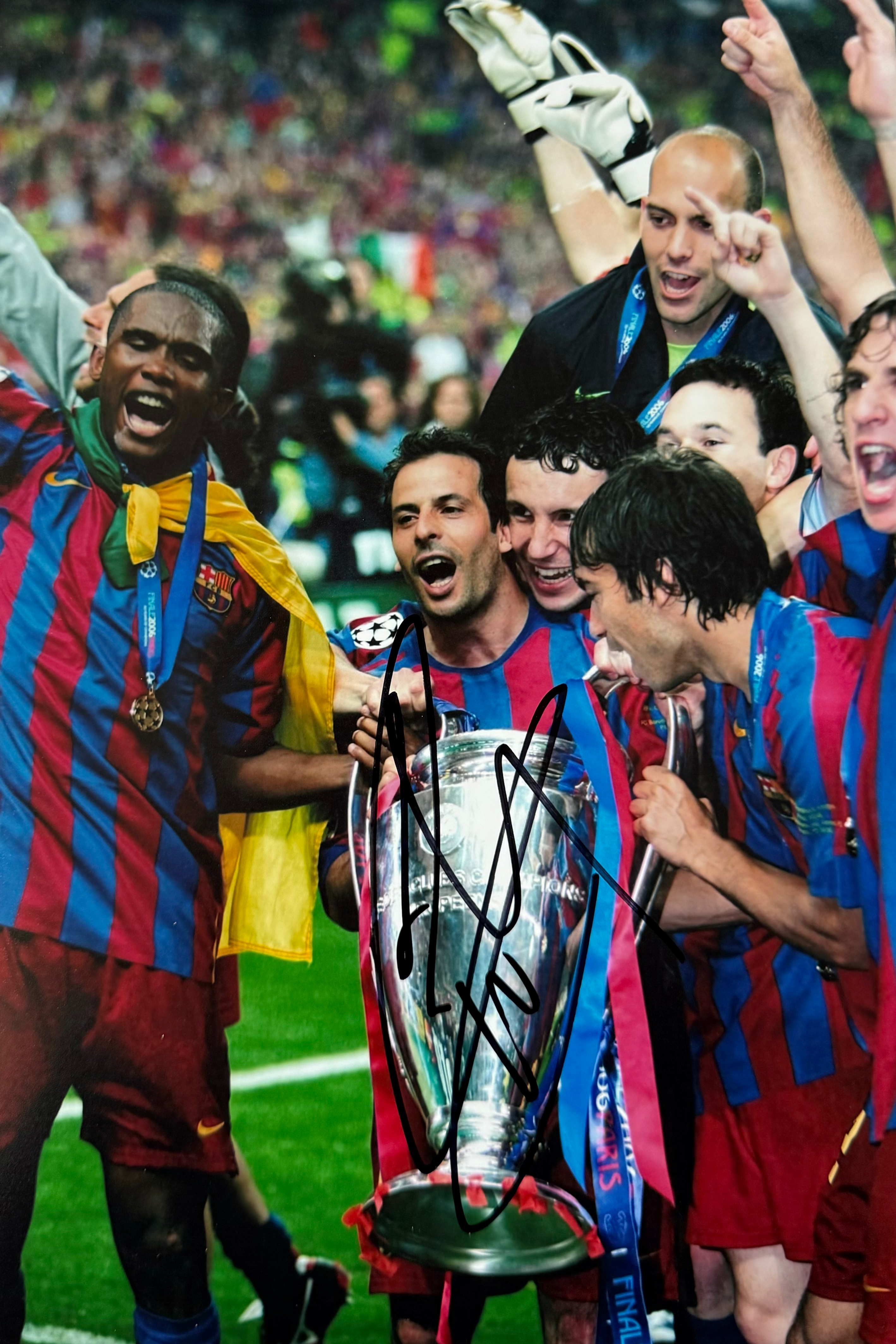 Ludovic Giuly Signed Barcelona A4 Photo