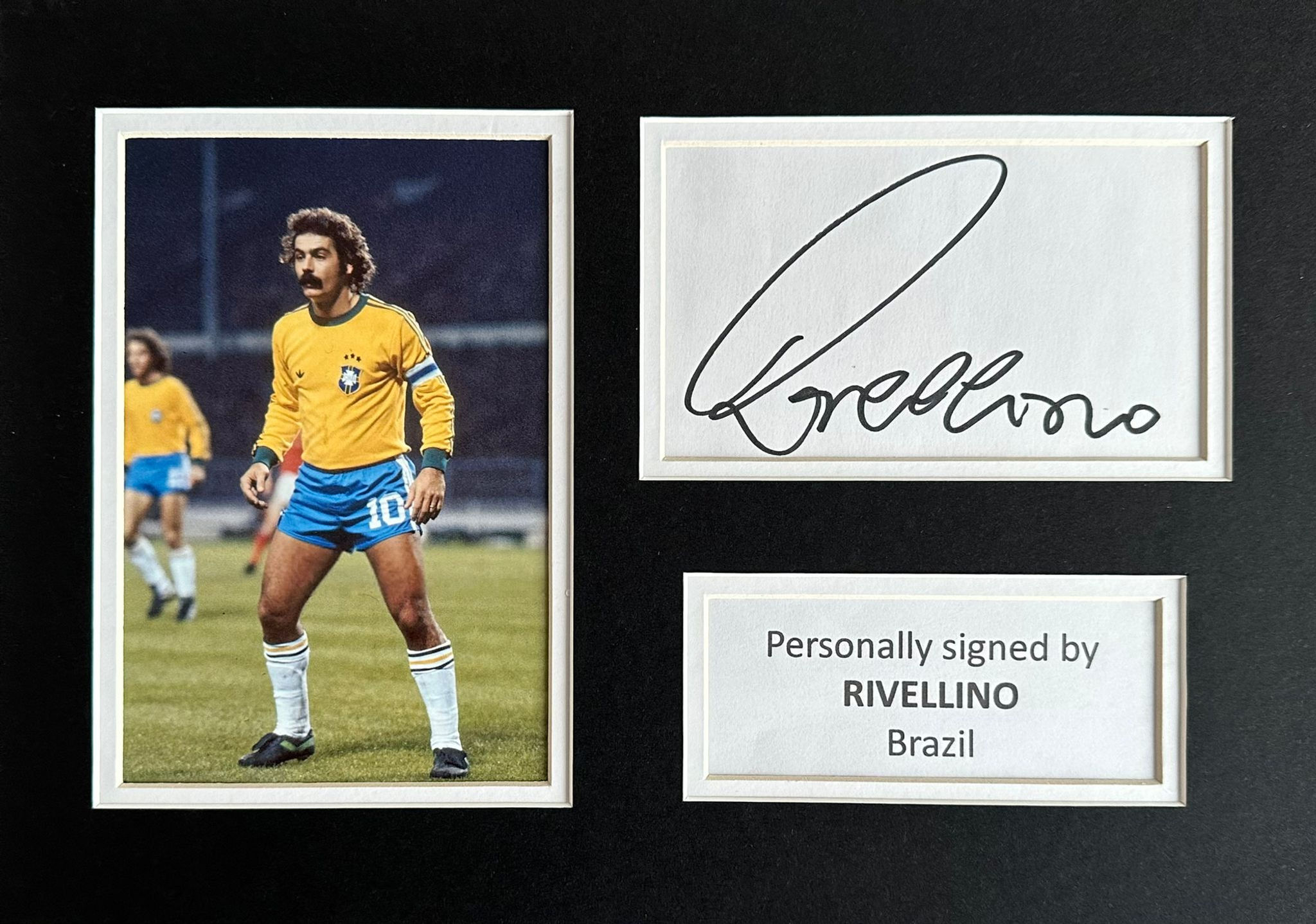 Rivellino Signed White Card In A4 Brazil Mount Display (6)