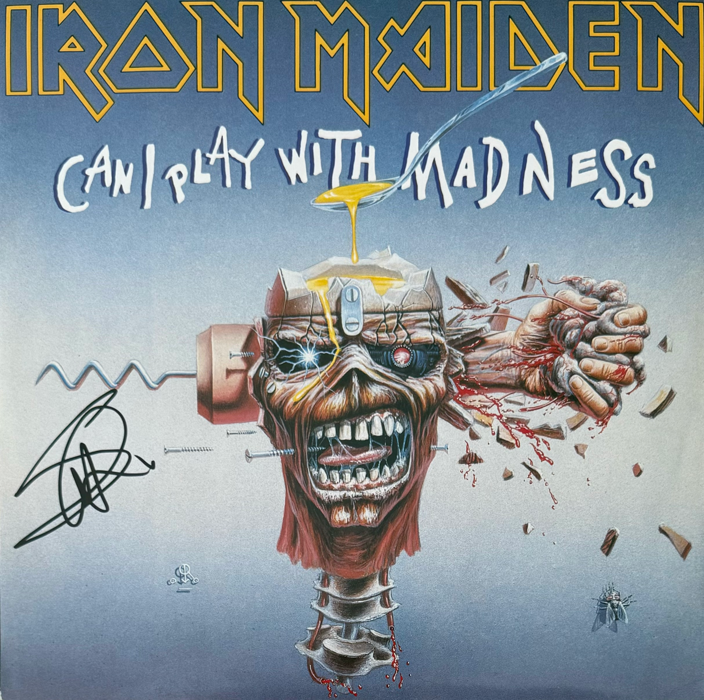 Steve Harris Signed 12’ Iron Maiden Vinyl Cover (2)