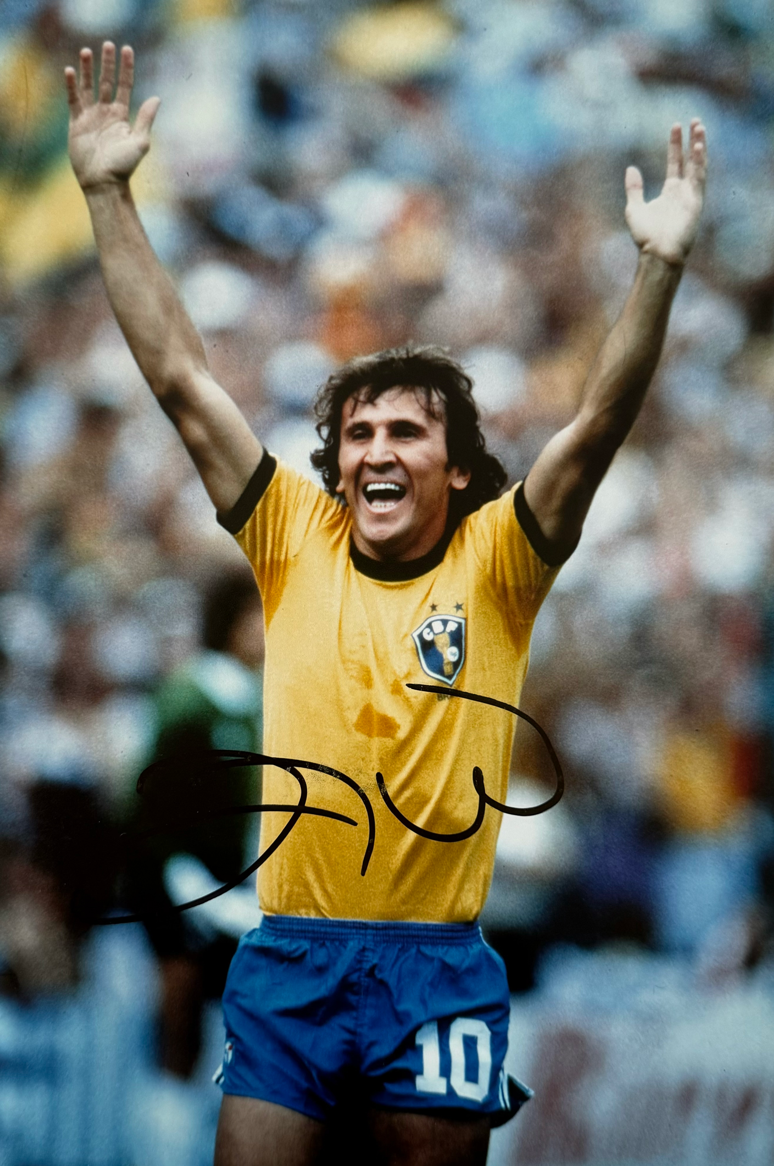 Zico Signed Brazil A4 Photo