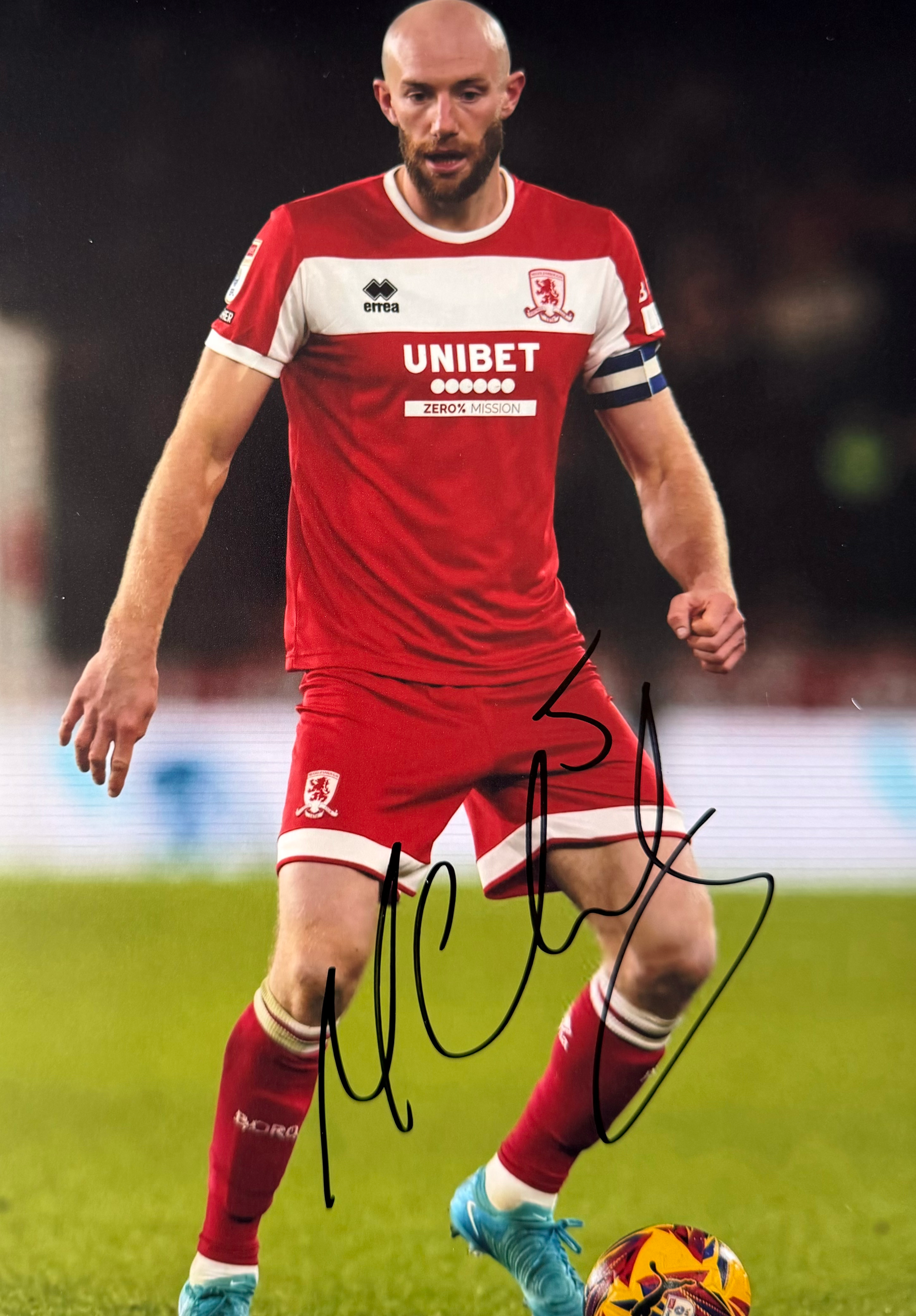 Matthew Clarke Signed Middlesbrough A4 Photo