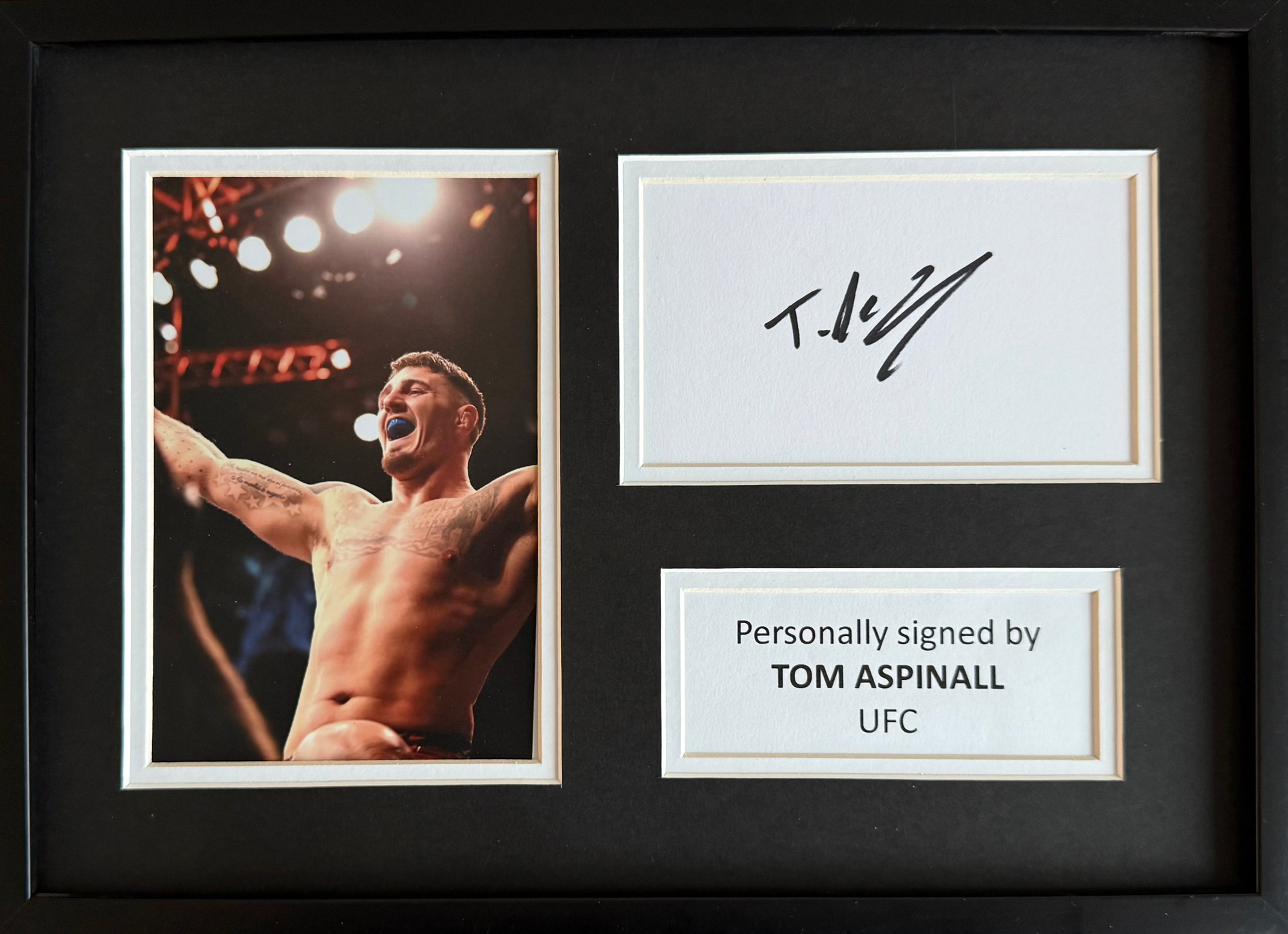Tom Aspinall Signed White Card In A4 UFC Frame Display