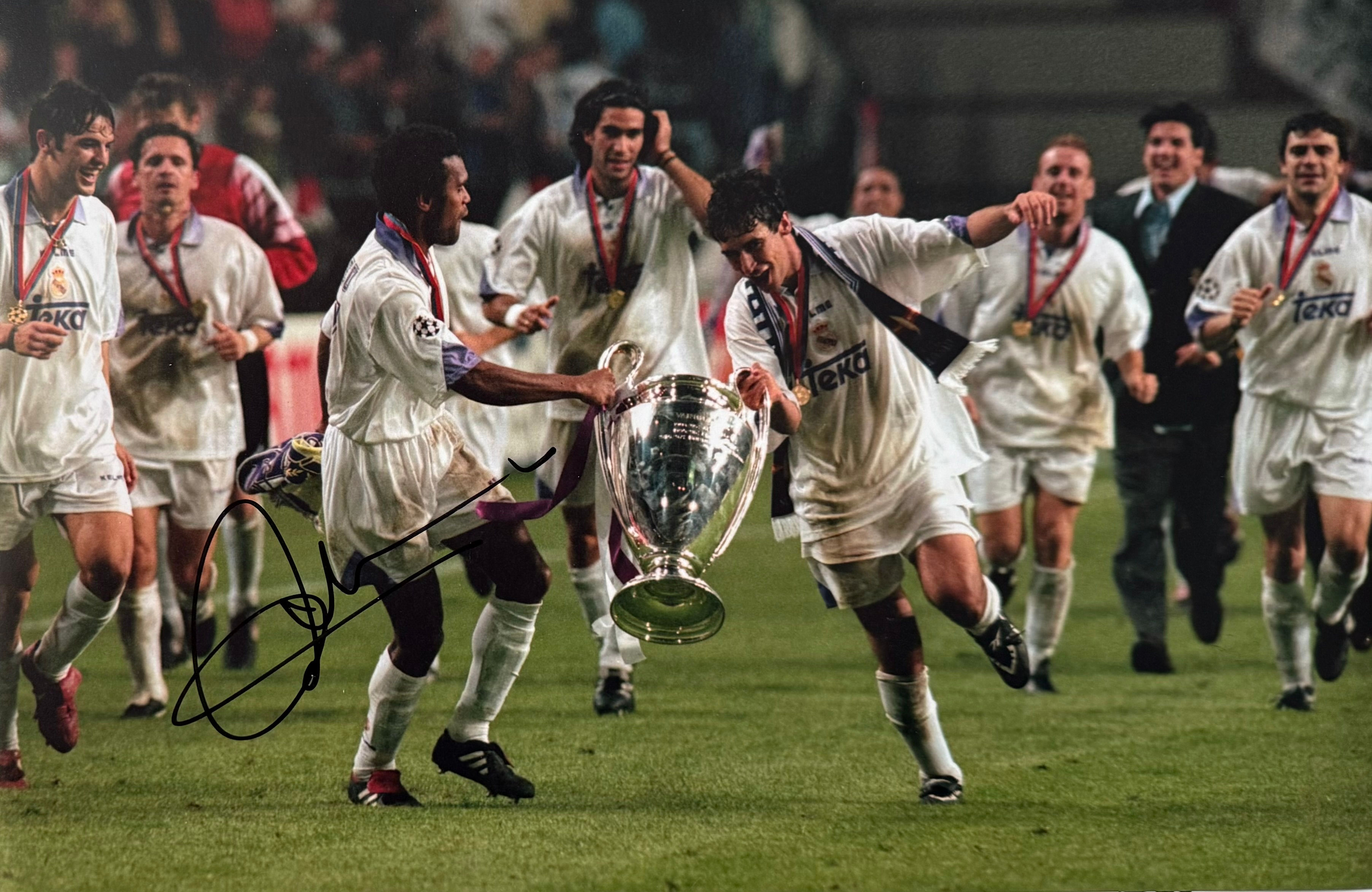 Christian Karembeau Signed Real Madrid A4 Photo (3)