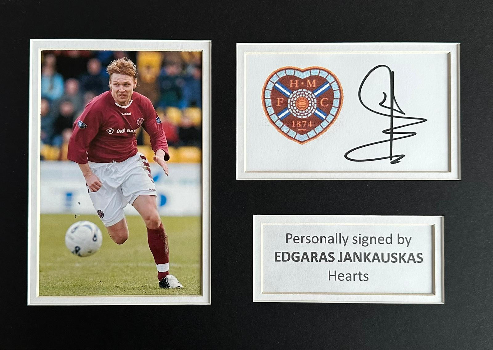 Edgaras Jankauskas Signed White Card In A4 Hearts Mount Display