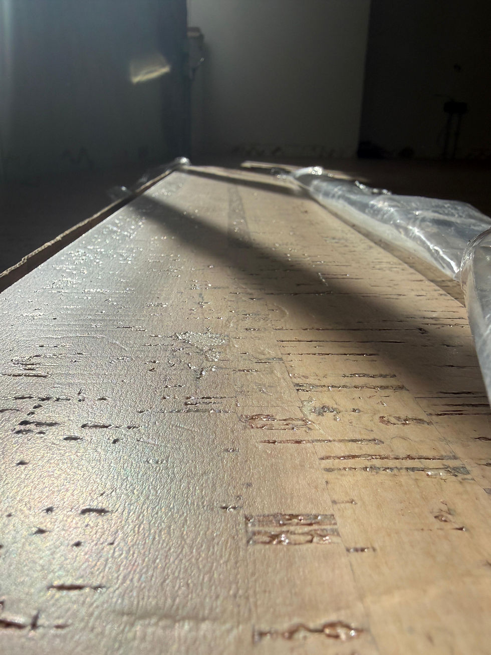 Close up of cork floor board