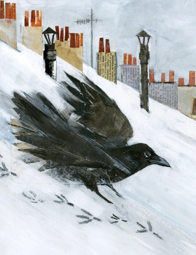 Olivia Lomenech Gill | Rooftop Crows – Large Original Crow Artwork