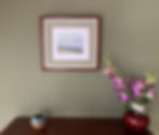 "The Lake" by Clotilde Aksin-Frappier, oil pastel on a shikishi, framed.