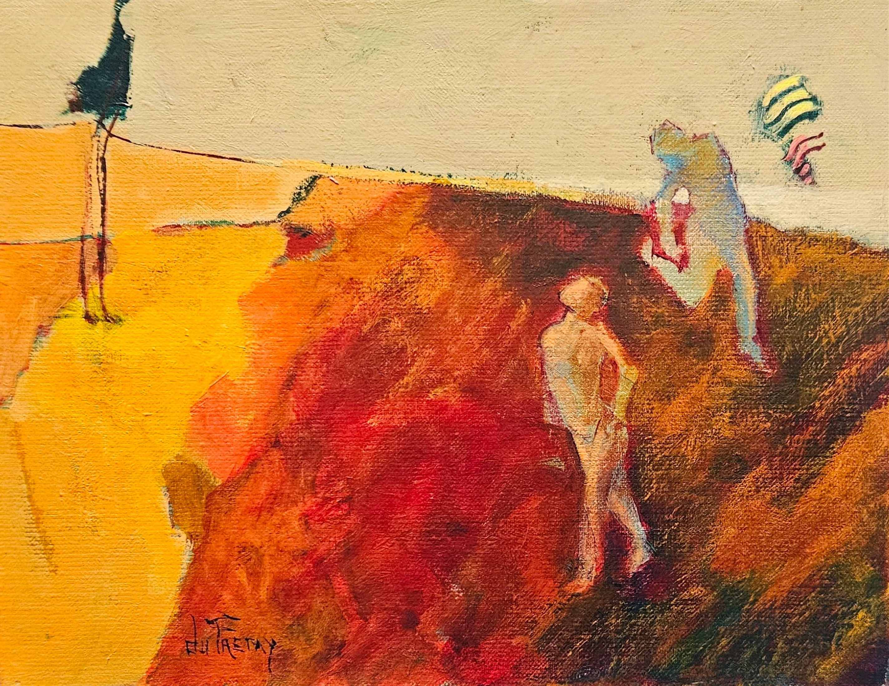 The Whisper of Spring by Christian Halna du Fretay blends figurative abstraction with acrylic layers and expressivity.