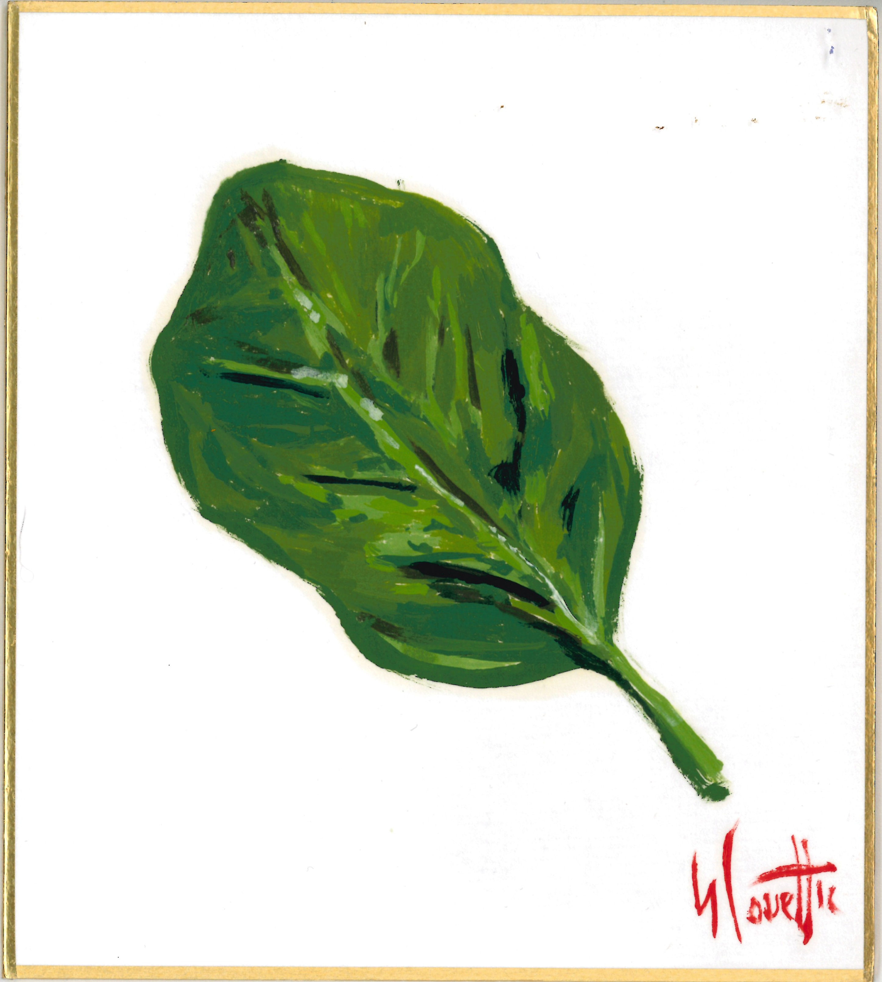 Spinach leaf on shikishi art board