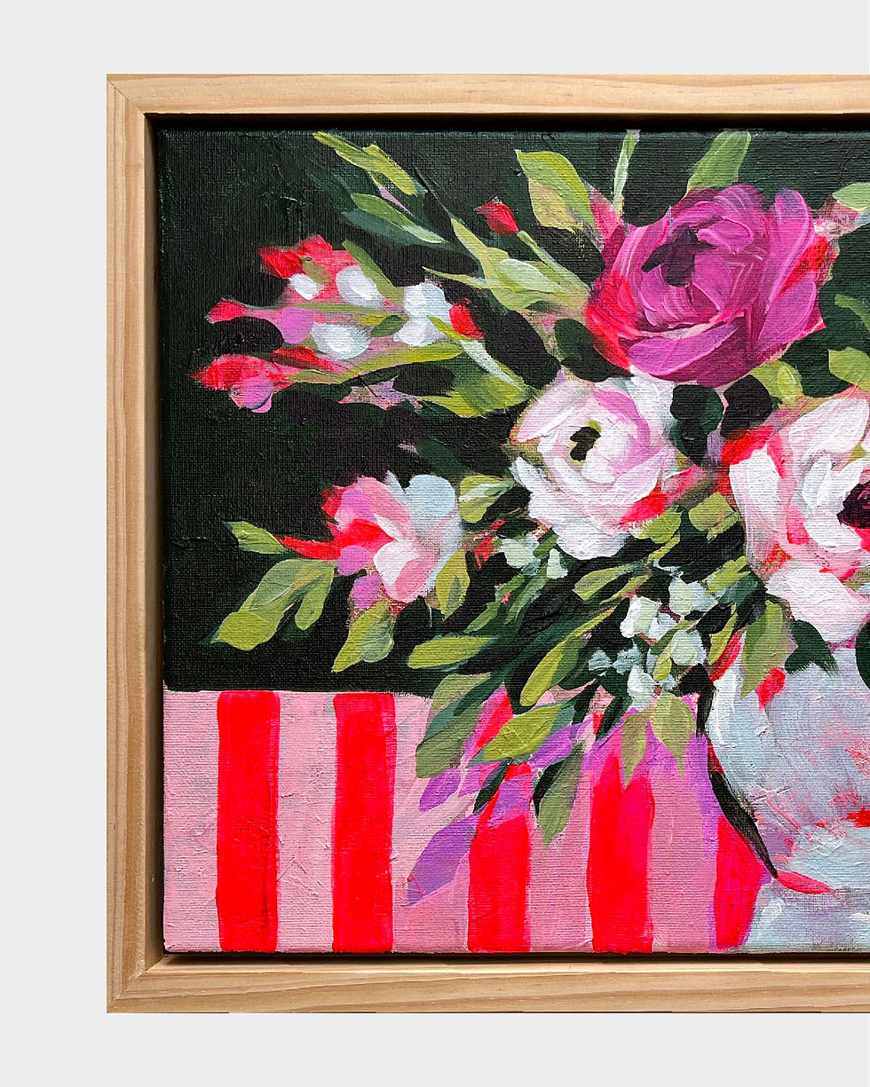 Thumbnail: 'Blooms in Vase I' Original Painting on Canvas