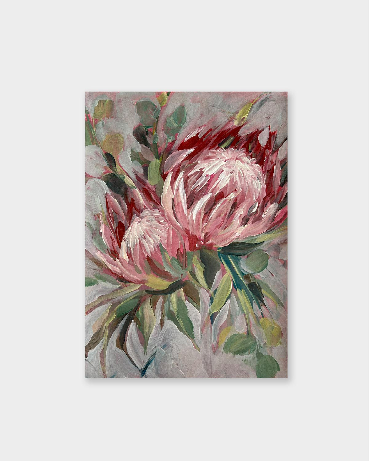 'Abstract Protea Flowers II' Original Small Study A4