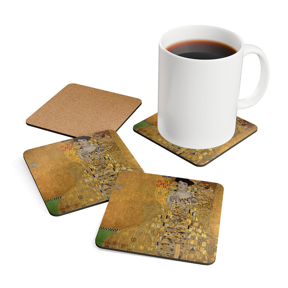 Thumbnail: PORTRAIT OF ADELE BLOCH-BAUER Gustav Klimt  Cork Coaster Set —