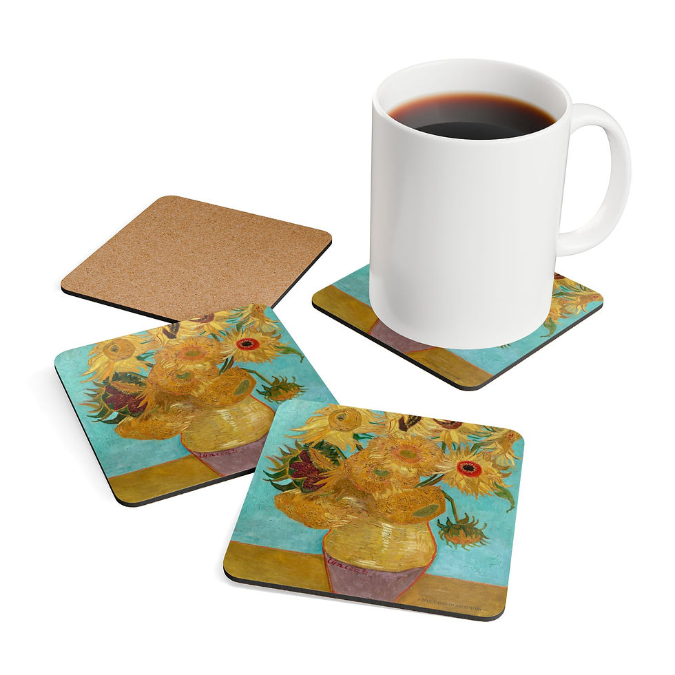 Thumbnail: VASE WITH TWELVE SUNFLOWERS -VAN GOGH — Set of 4 Decorative Drink Coasters