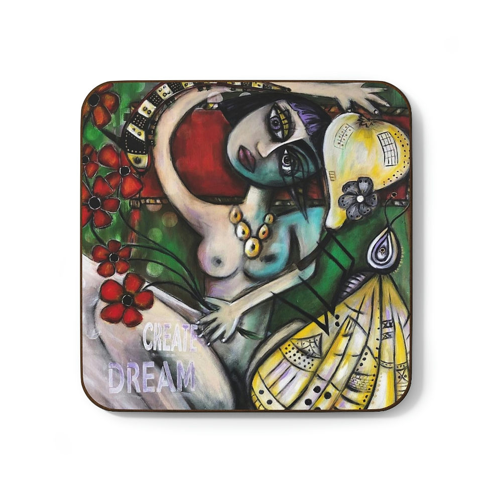 UNTITLED (Self portrait laying on a pillow)Hardboard Back Coaster
