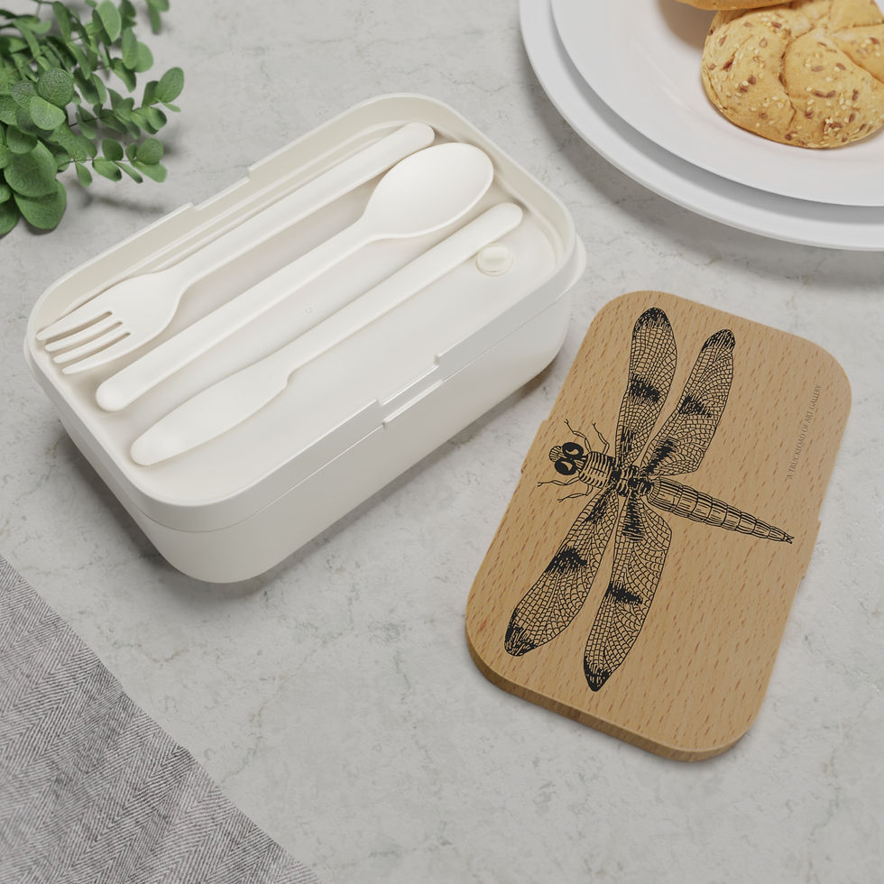 Thumbnail: LIBELULA Bento Lunch Box — Wood-Grain Dragonfly Design