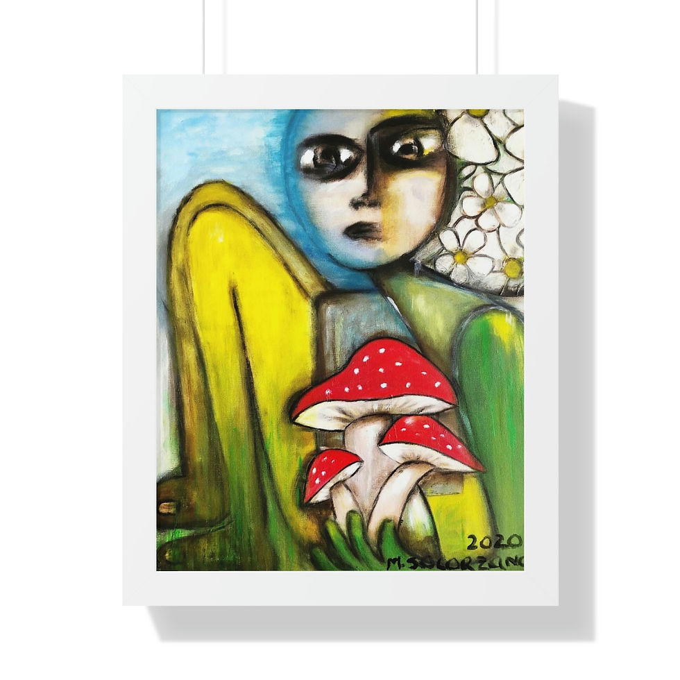 Thumbnail: WOMAN WITH MAGIC MUSHROOMS Framed Vertical Poster