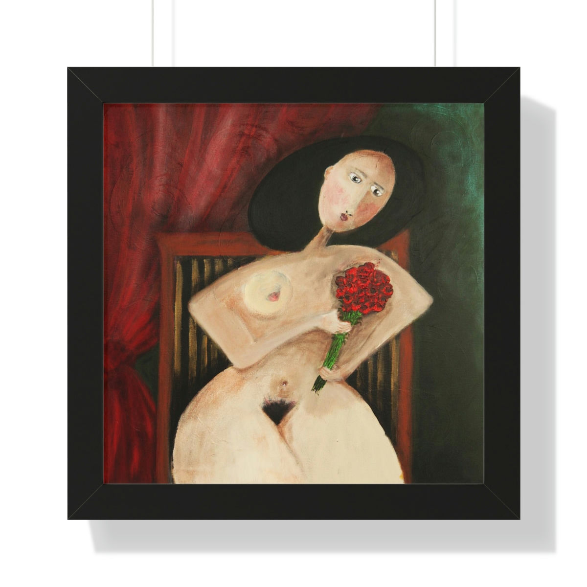 WOMAN WITH FLOWERS Framed Horizontal Poster