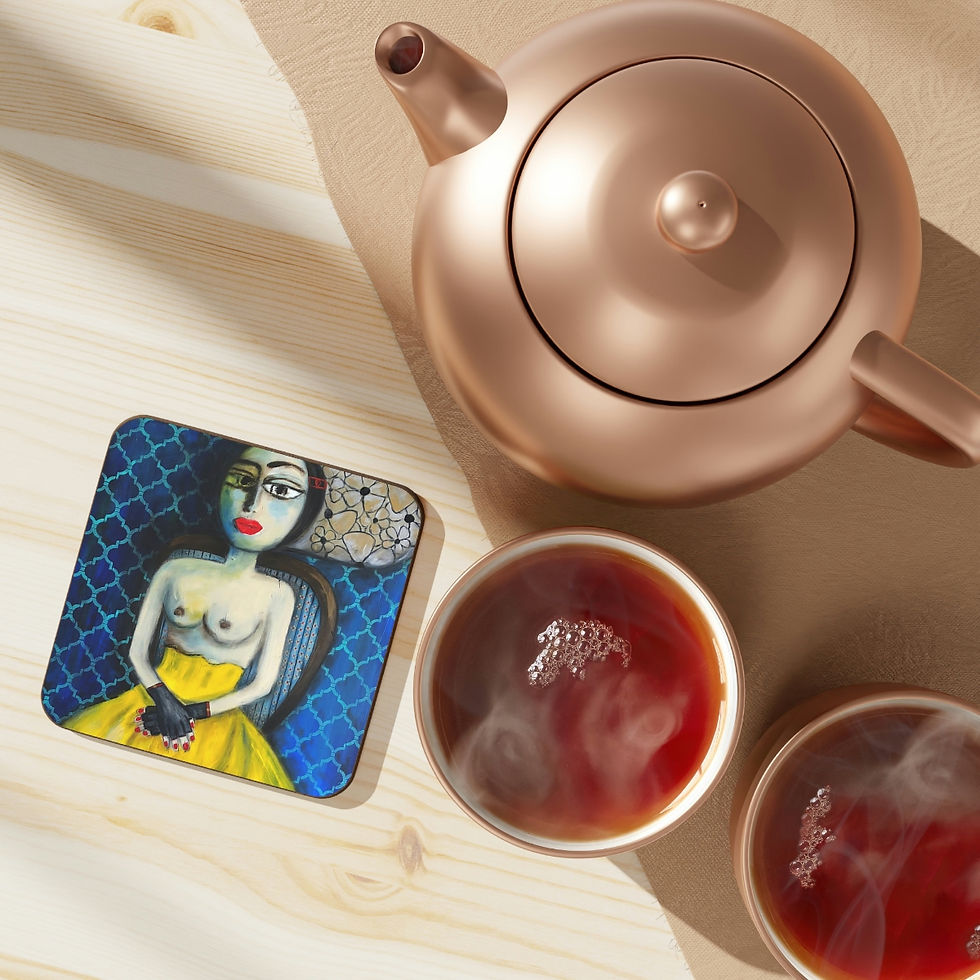 Thumbnail: GIRL WITH YELLOW SKIRT Hardboard Back Coaster
