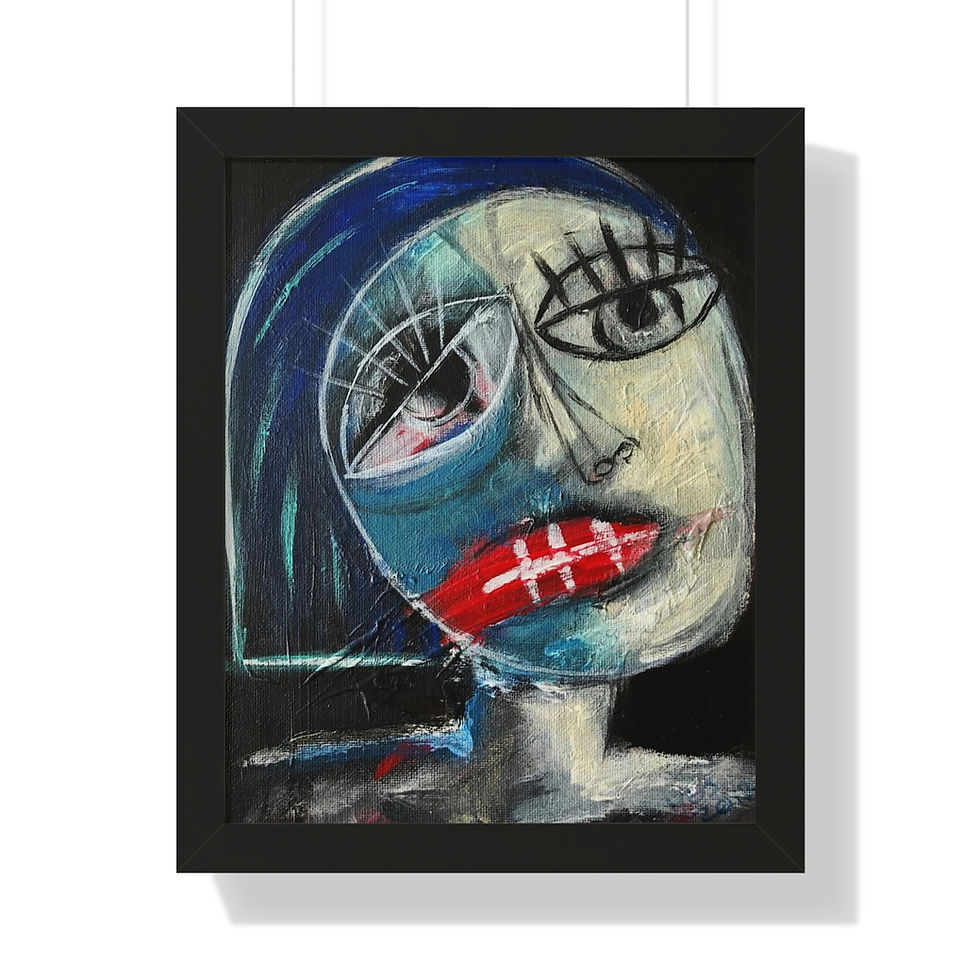 Thumbnail: PORTRAIT OF A LADY TWO (blue) Framed Vertical Poster
