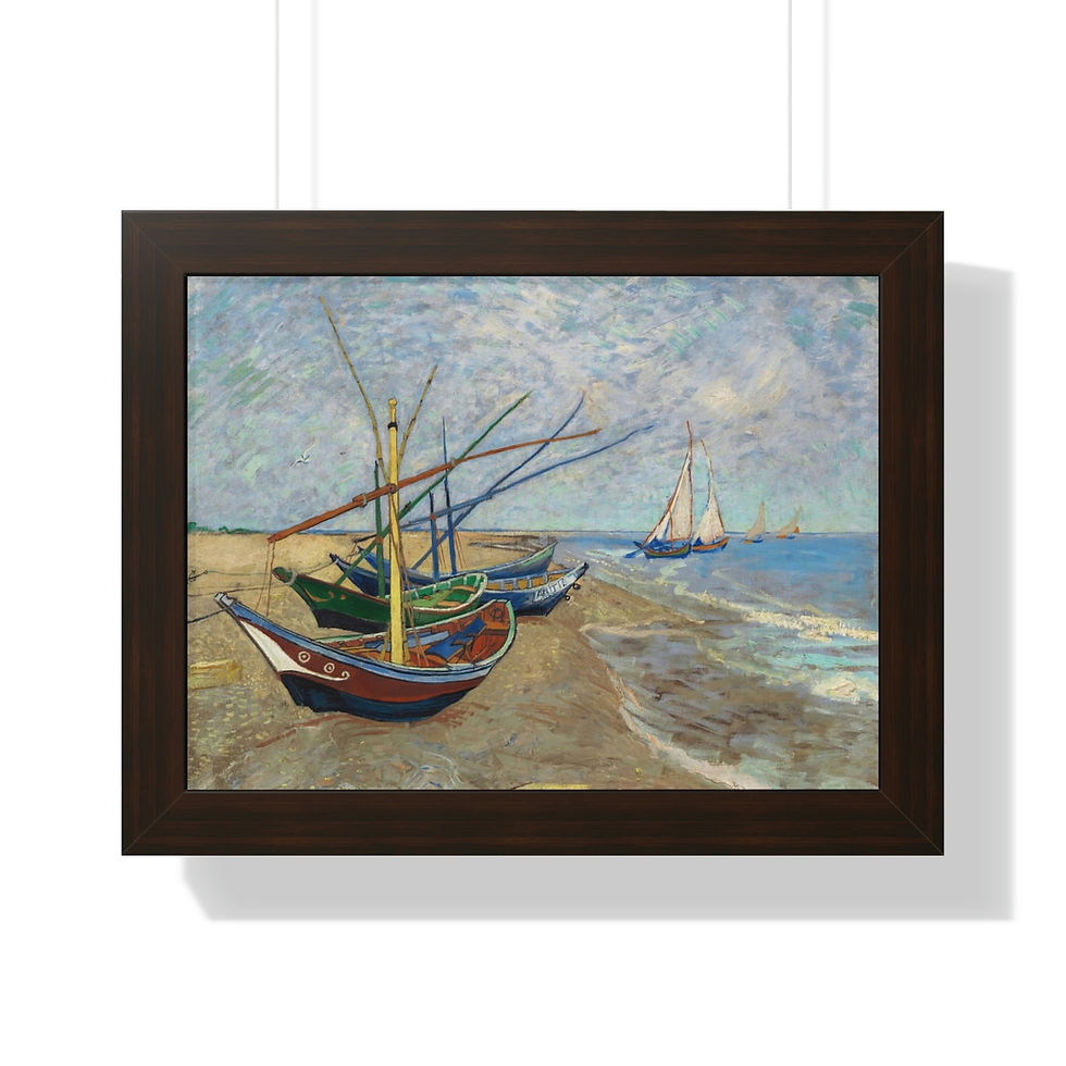 Thumbnail: FISHING BOATS ON THE BEACH AT SAINTES-MARIES Framed Horizontal Poster