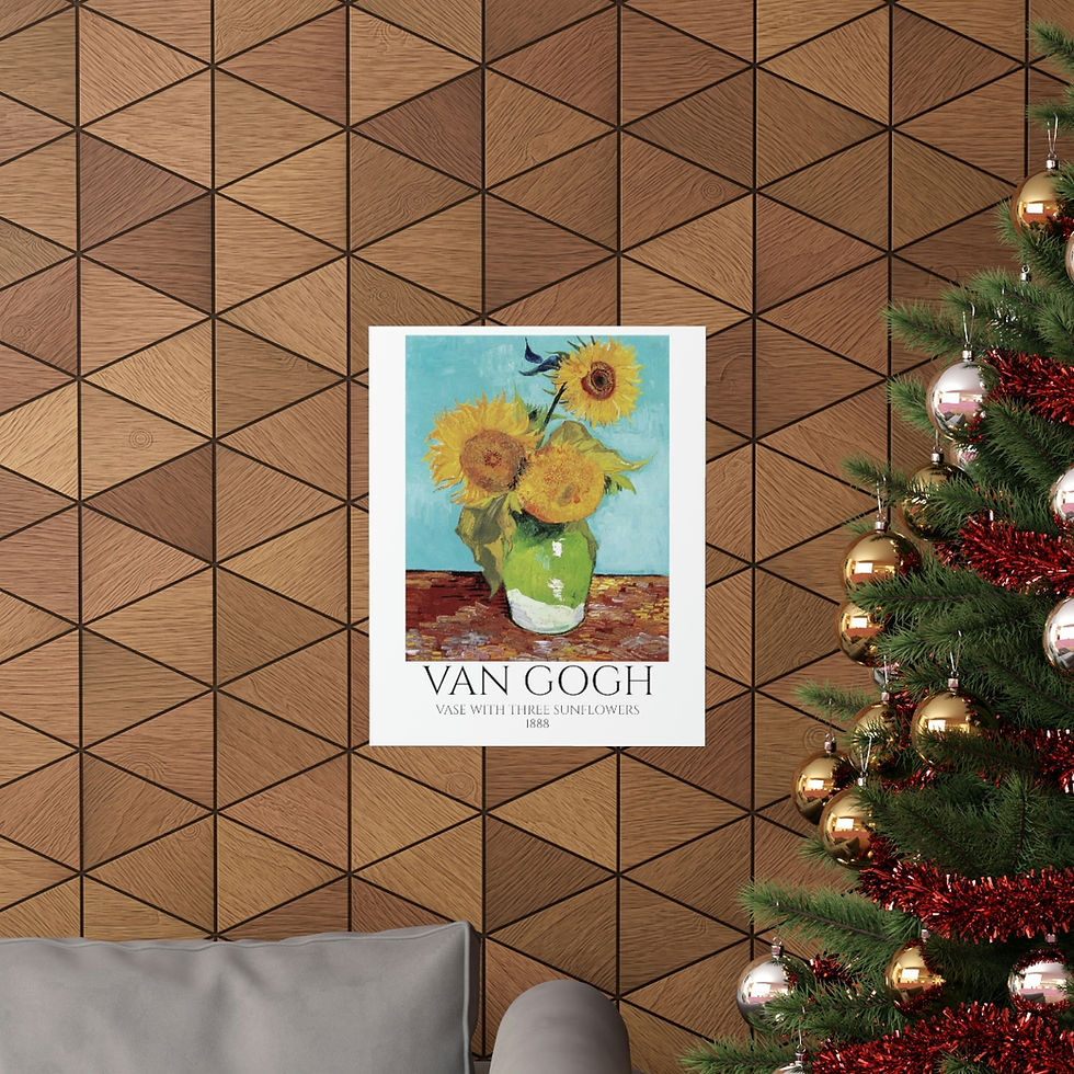 Thumbnail: VASE WITH THREE SUNFLOWERS Premium Matte Vertical Posters