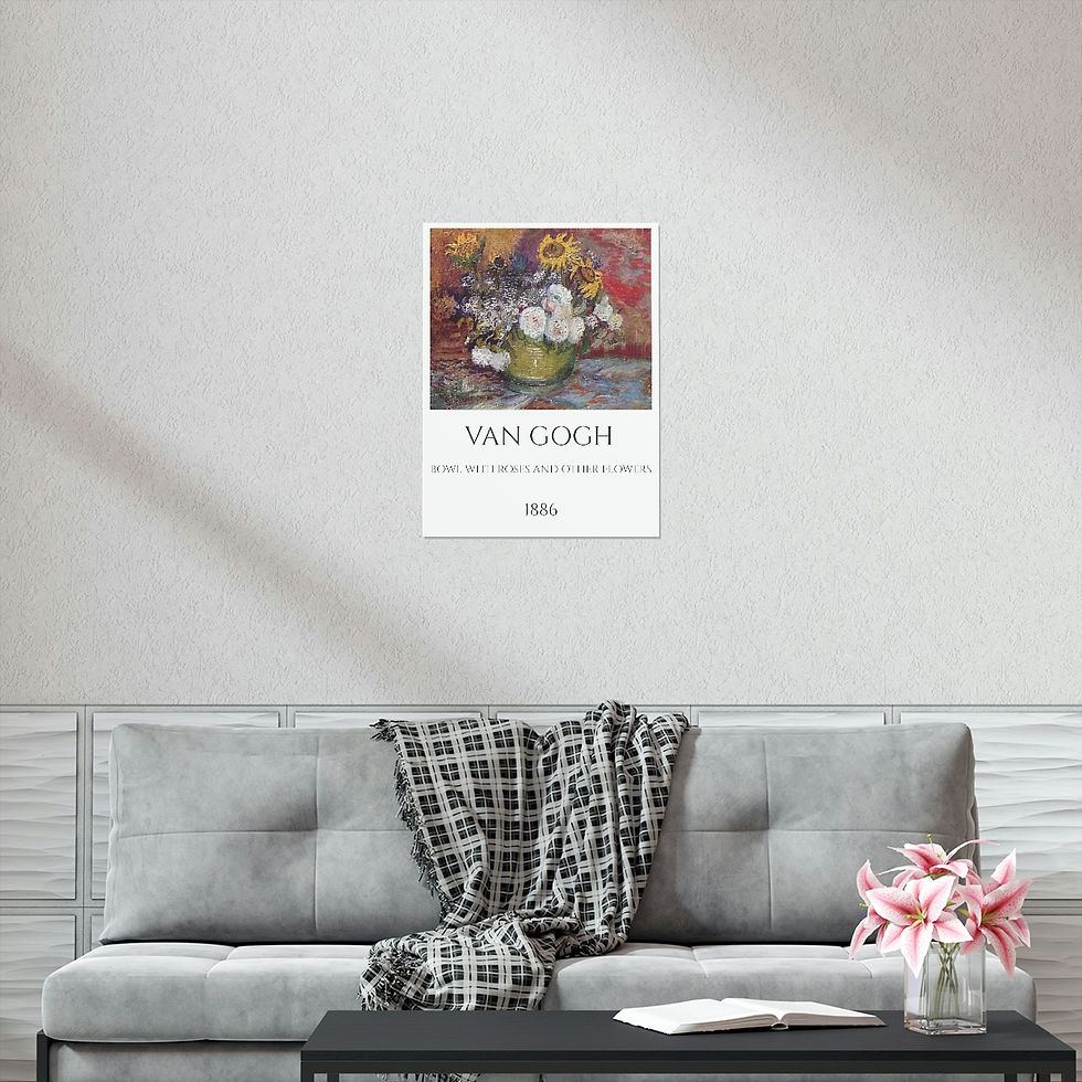 Thumbnail: BOWLS WITH ROSES AND OTHER FLOWERS Premium Matte Vertical Posters