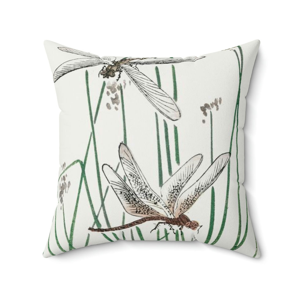 Thumbnail: DRAGON FLIES AND GRASS Spun Polyester Square Pillow