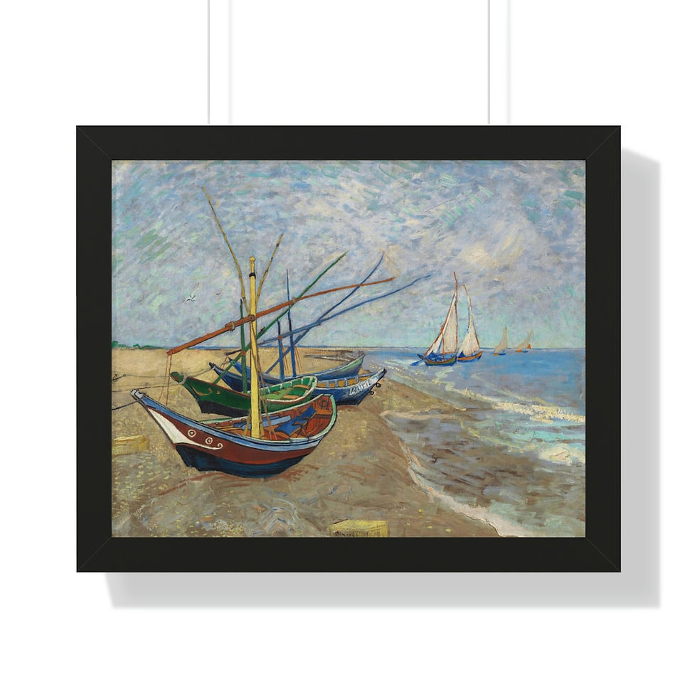 Thumbnail: FISHING BOATS ON THE BEACH AT SAINTES-MARIES Framed Horizontal Poster