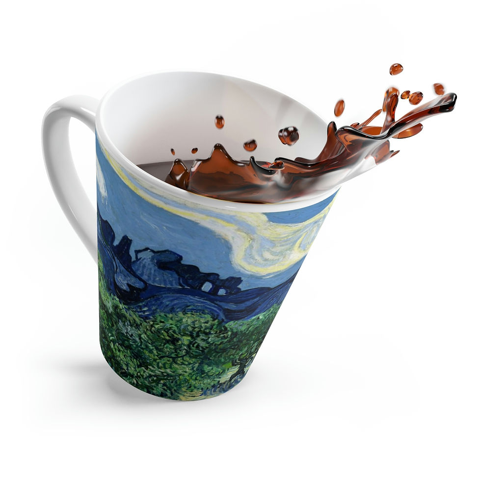 Thumbnail: OLIVE TREES WITH THE ALPILLES IN THE BACKGROUND Latte Mug