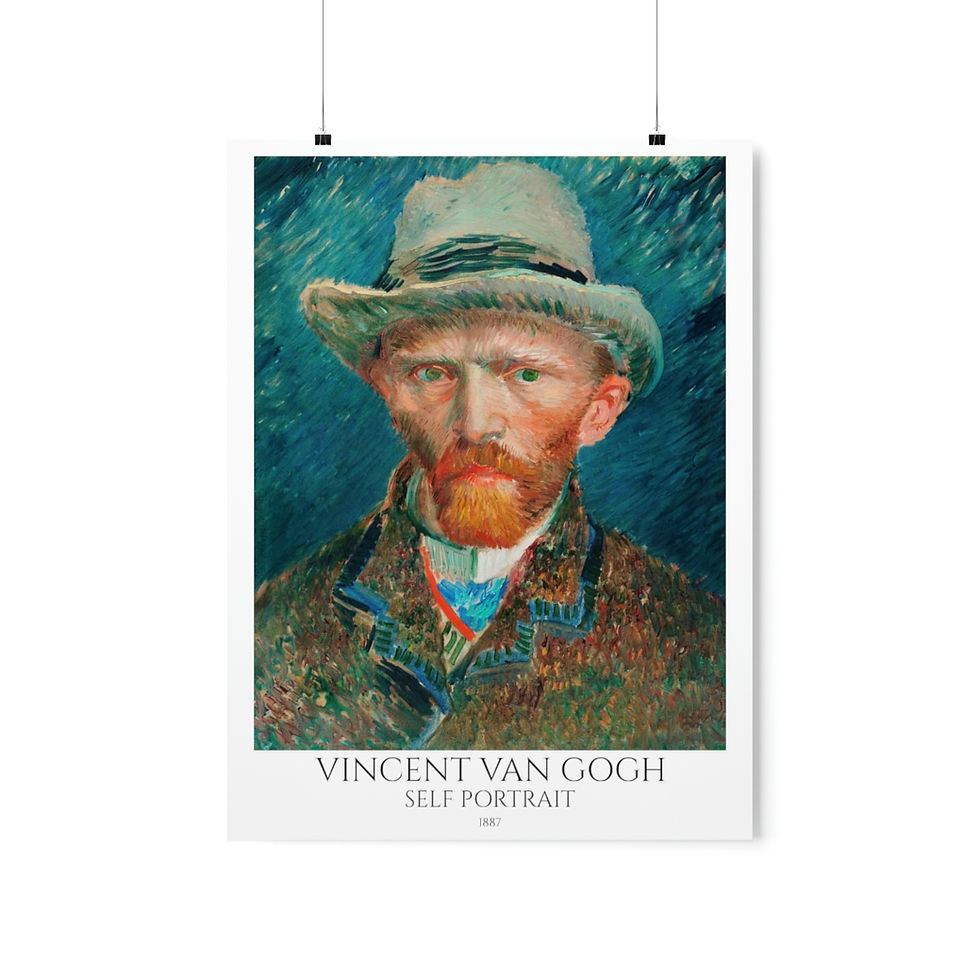 Thumbnail: SELF PORTRAIT VAN GOGH  (blue background) Premium Matte Vertical Posters