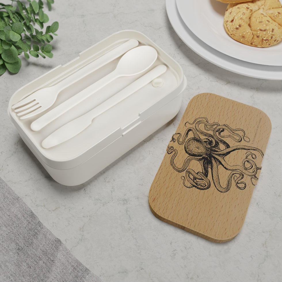 Thumbnail: THE KRAKEN Octopus Woodgrain Bento Lunch Box 