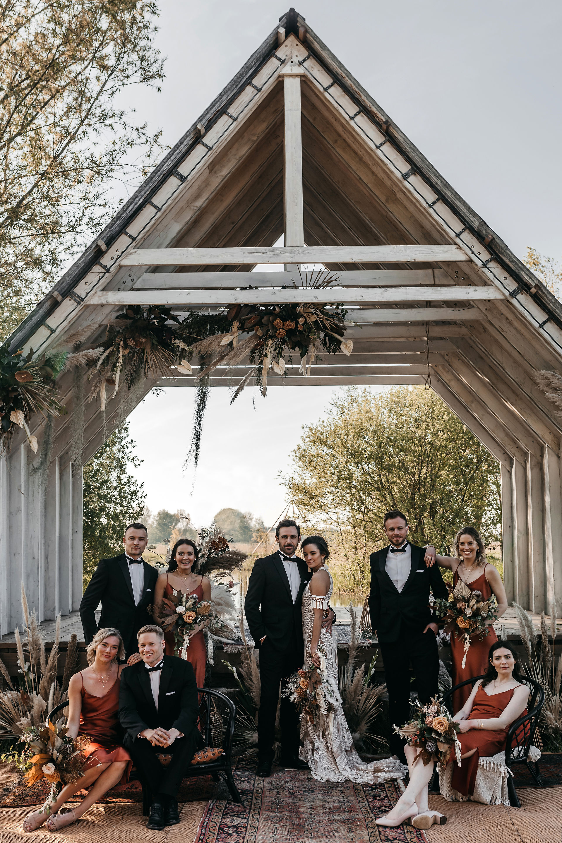 bridal party group photo at wilderness weddings