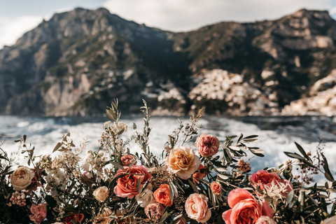 roses decorating the back of a boat