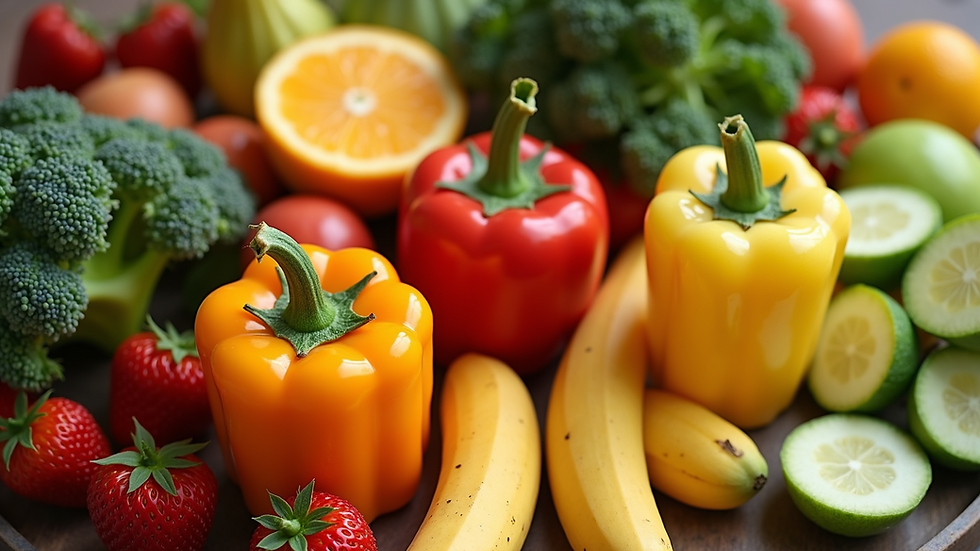 High angle view of fruits and vegetables for juicing