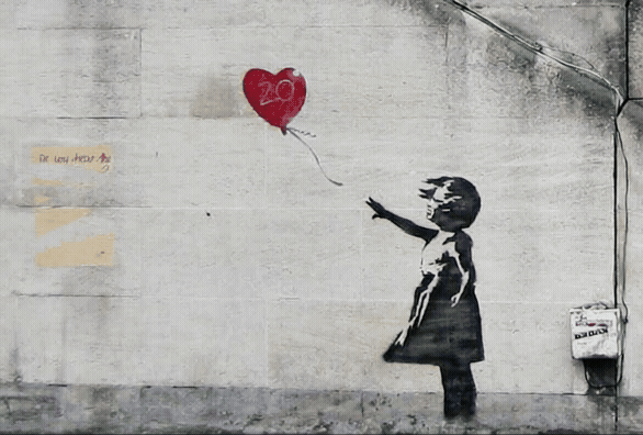 Adobe Express - Image to video 丨 Make the balloon float away from the little girl. up and 