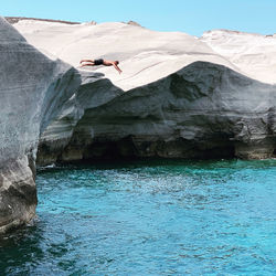 Cliffing diving on Milos Island, Greece