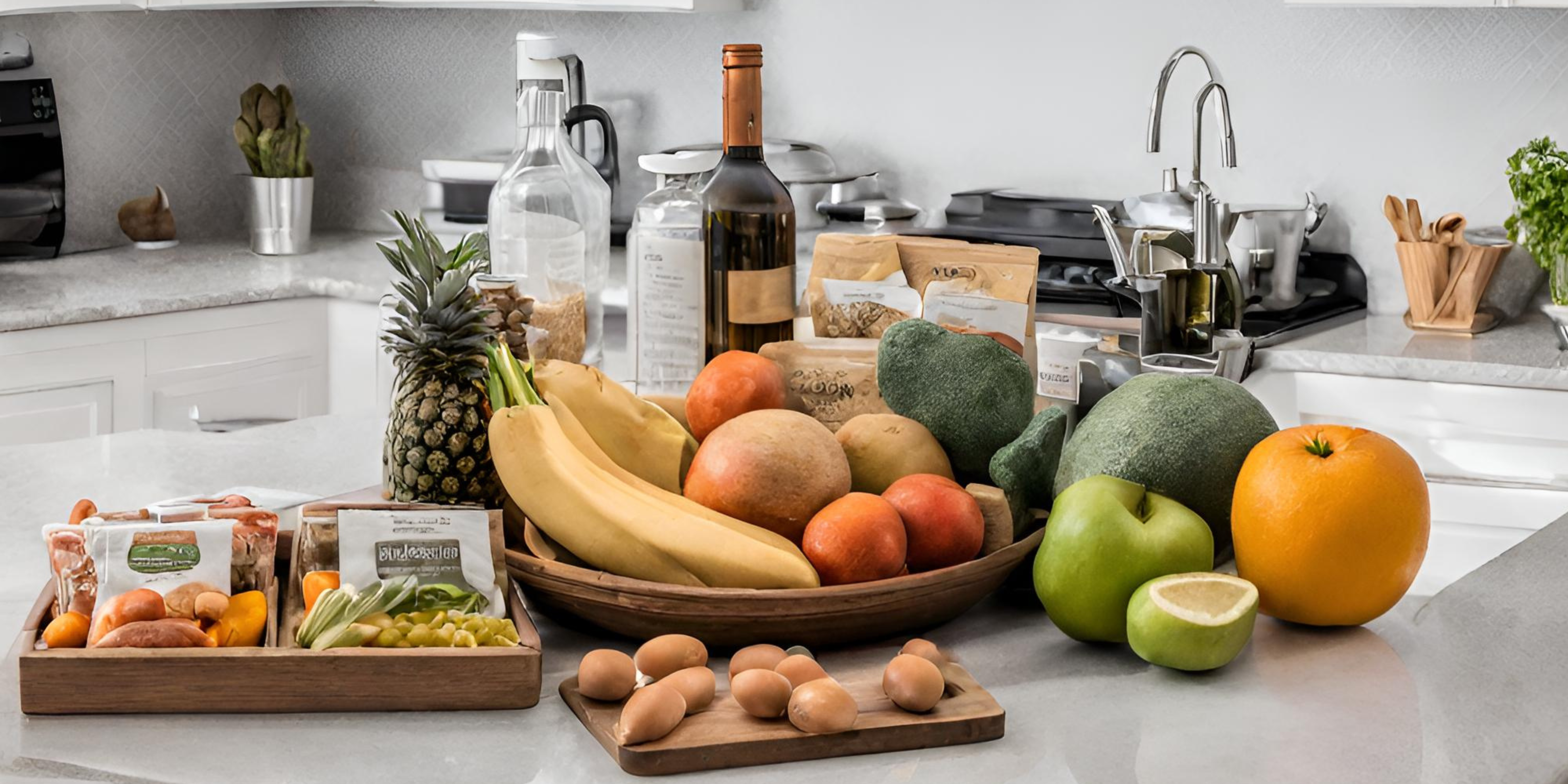 AI generated image of fruit on a countertop.