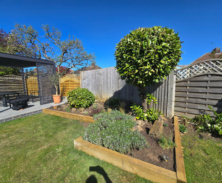 patio, patio installation, raised beds, landscaping, pergola