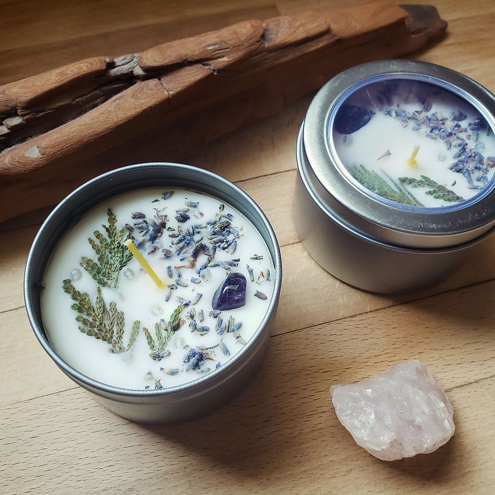 Thumbnail: Hemp wick Lavender Soy Candles w/ Amethyst crystal