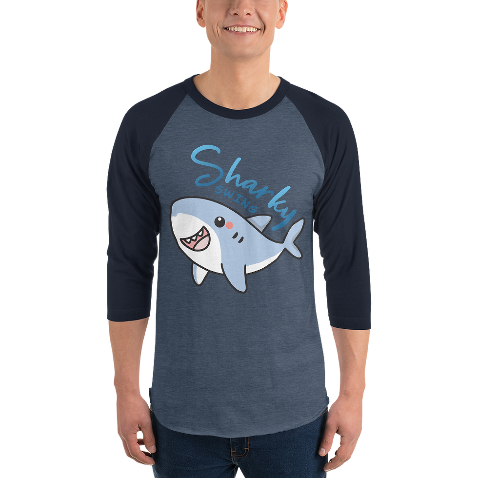 Thumbnail: Sharky Logo: Unisex 3/4 sleeve raglan shirt