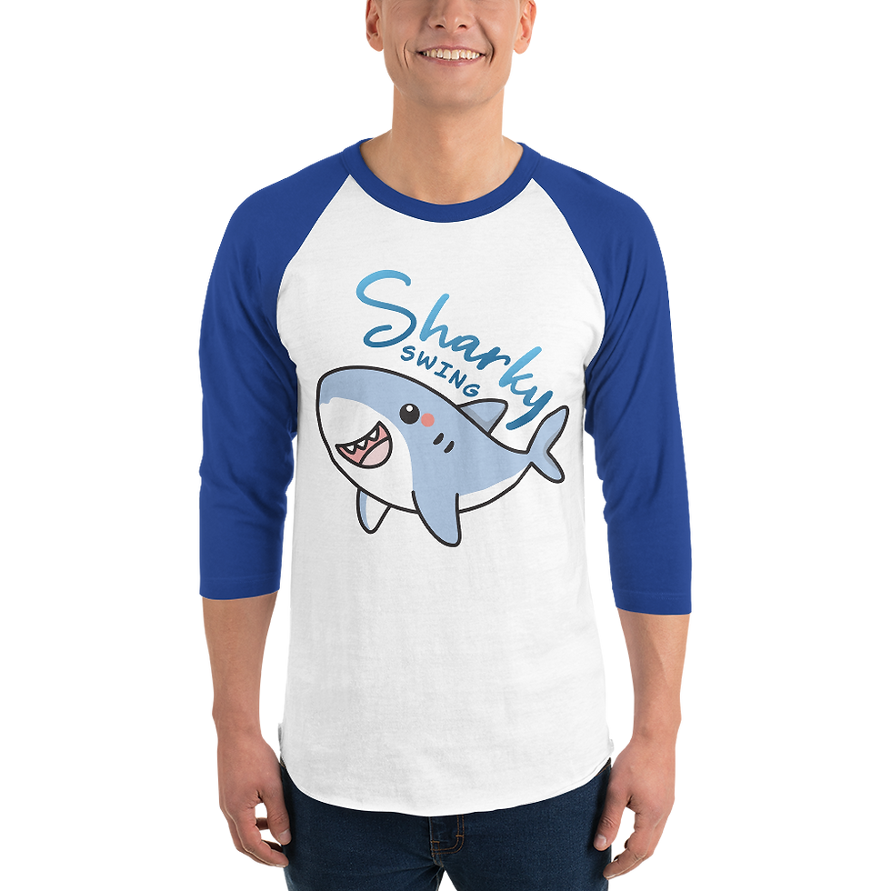 Thumbnail: Sharky Logo: Unisex 3/4 sleeve raglan shirt