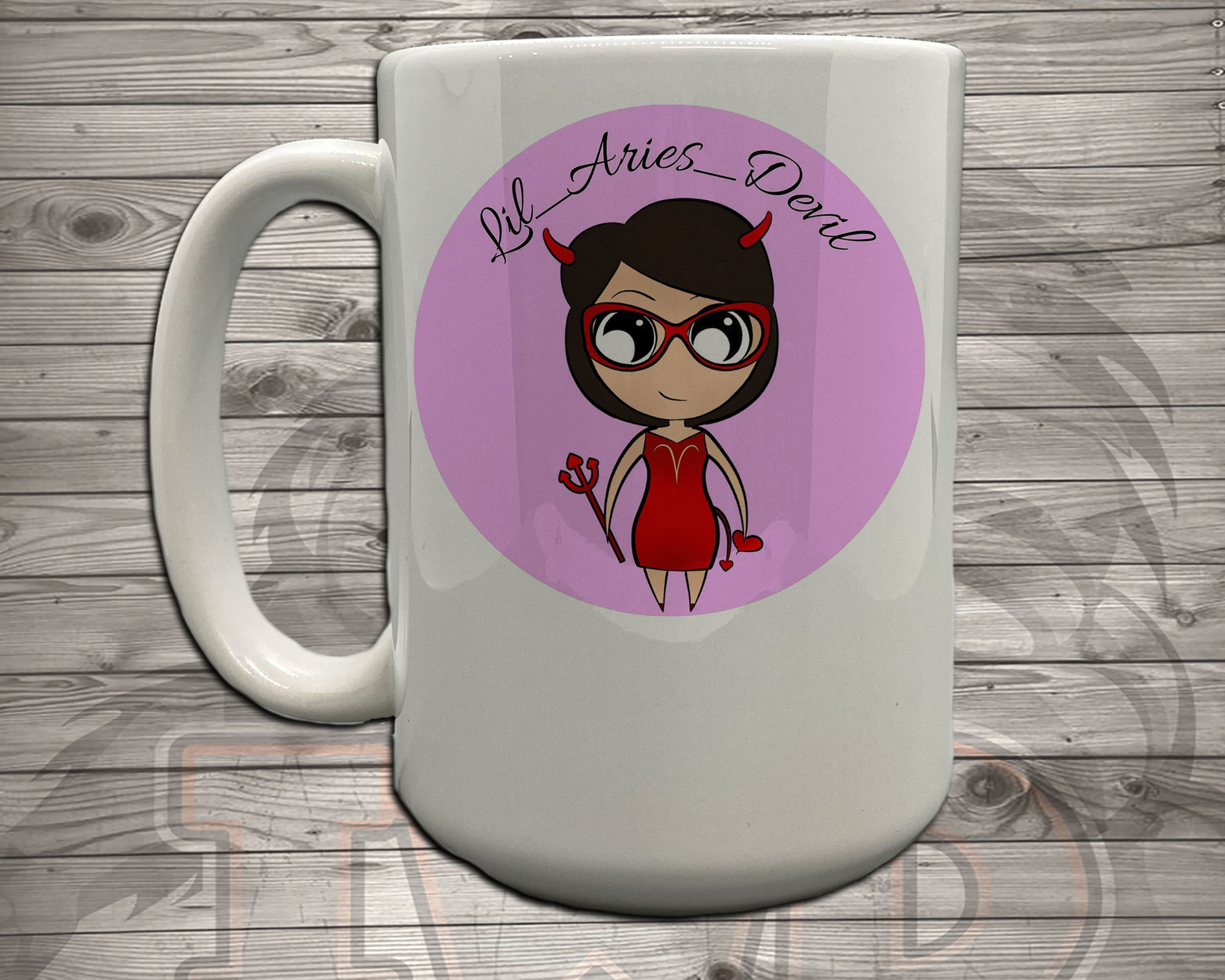 210729.1 - Lil Aries Devil Circle Logo  - 5 Styles of Mugs