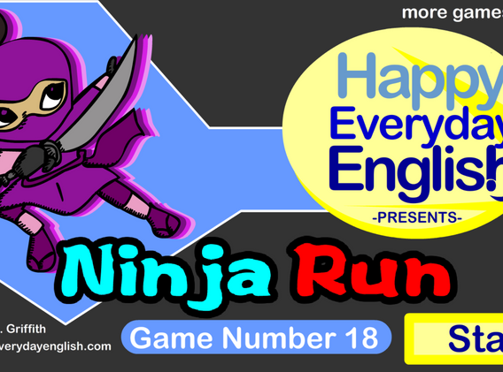 ESL class game - interactive whiteboard game Ninja Run - title screen