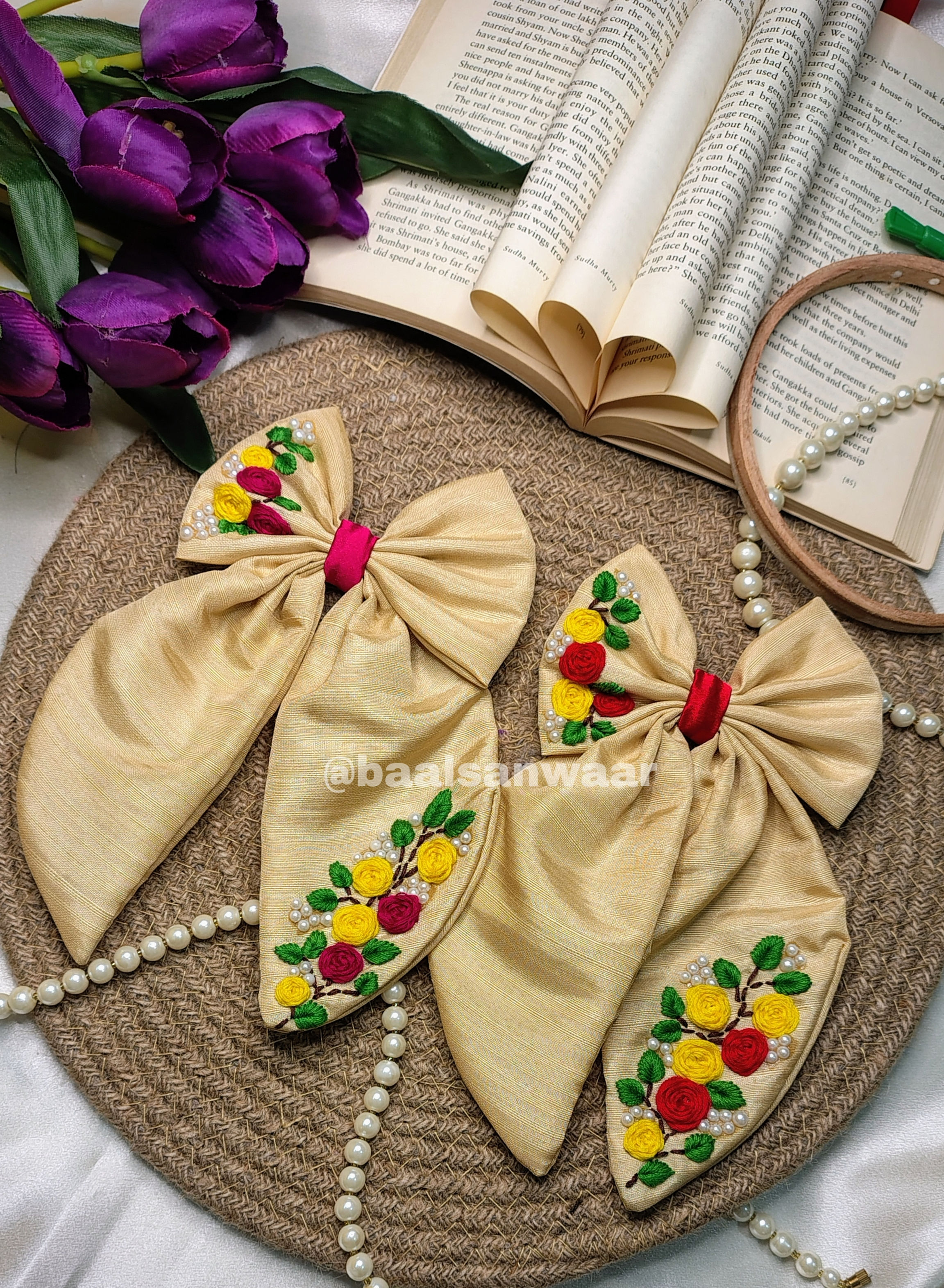 Embroidered Hair Bow