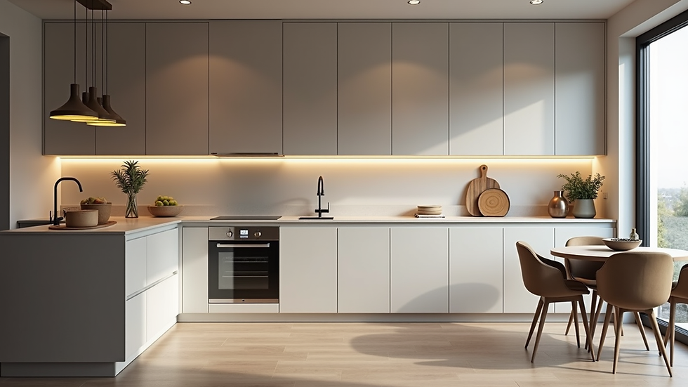 Eye-level view of a modern kitchen renovation in a London flat