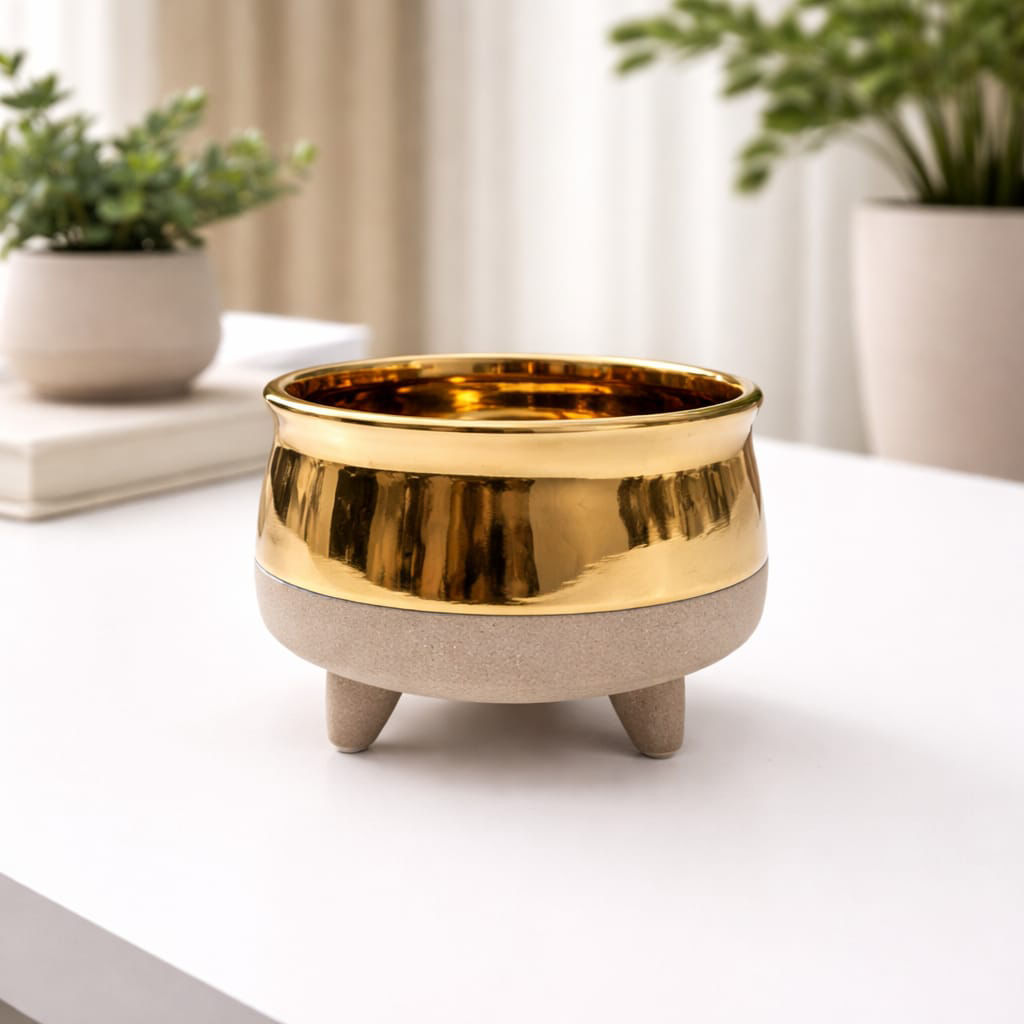 Vaso Cerâmico Essenza – Dourado