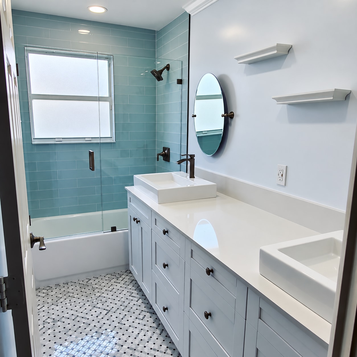 Aqua tile bathroom