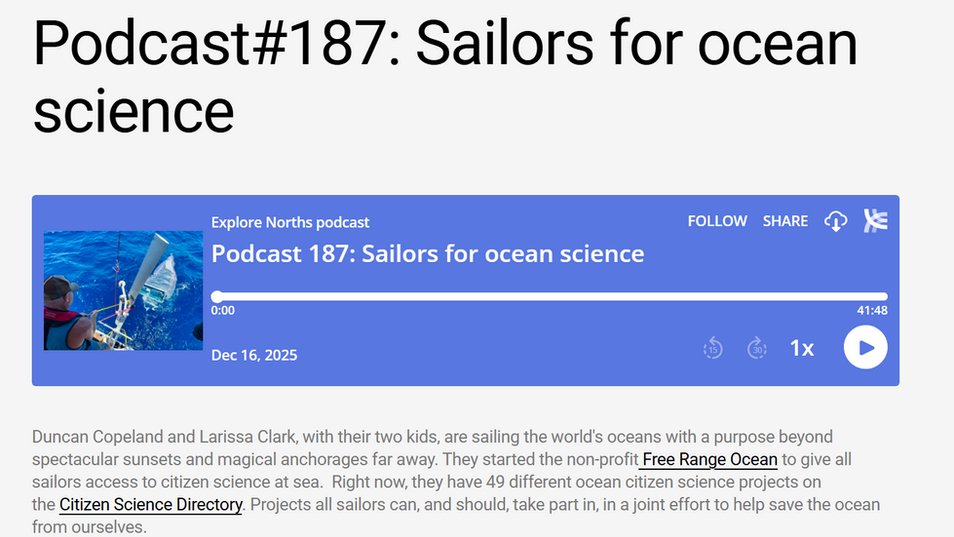 Sailors for Ocean Science: Free Range Ocean on the Explore North Podcast