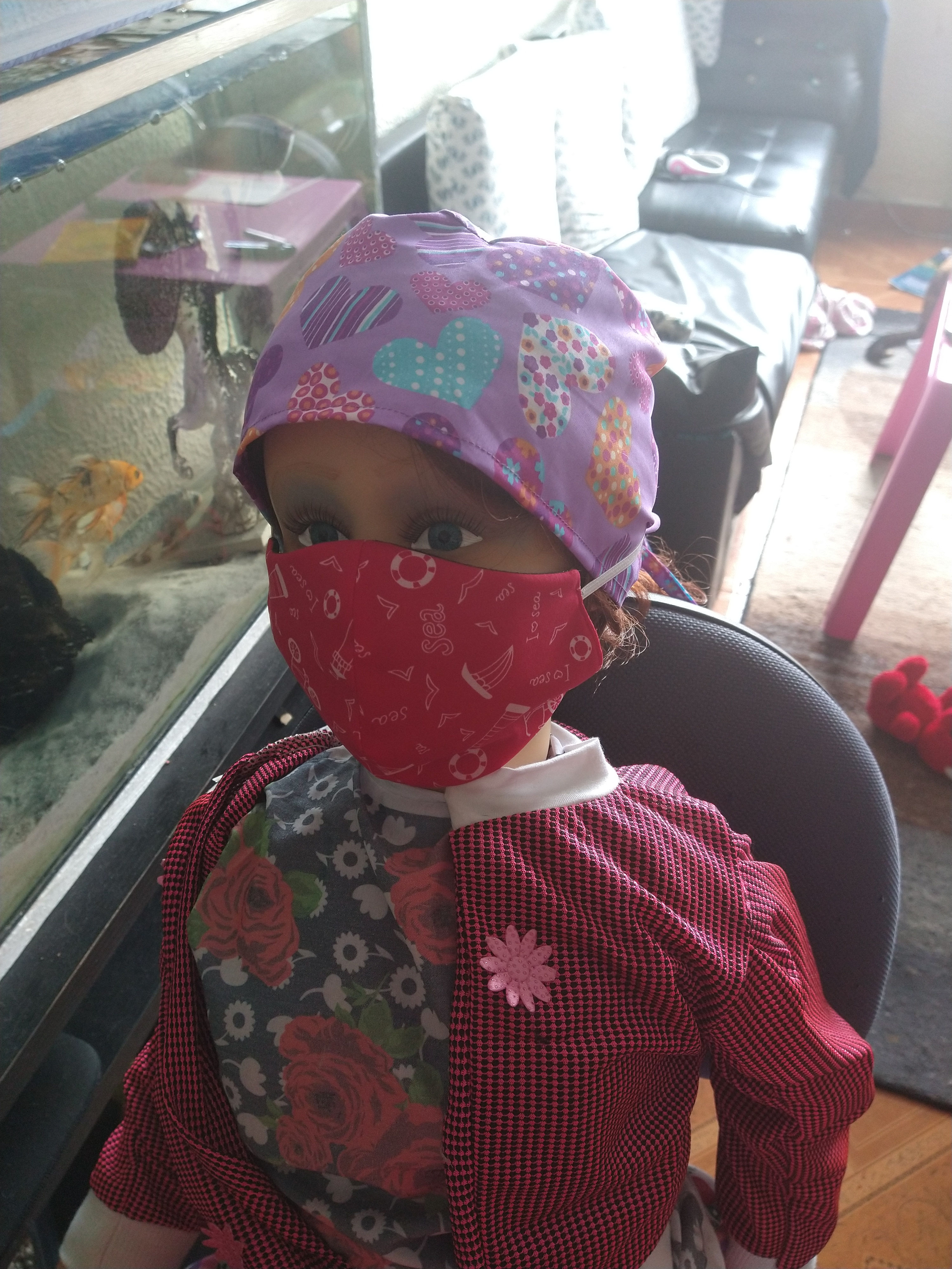 Kit 2 Tapabocas Y 1 Gorro Antifluido reutilizables